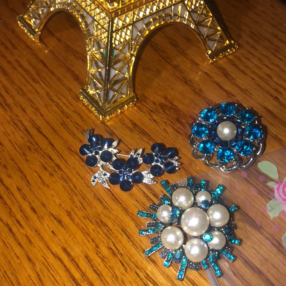All the shades of blue💙Brooches set of 3